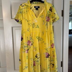 DKNY Yellow Floral Women's Dress